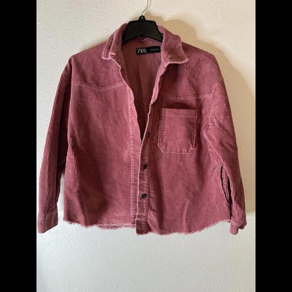 ZARA Blush Pink Corduroy Jacket Women’s Size‎ Large - Picture 2 of 6